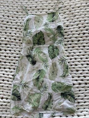 Dynamite White Dress with Green Leaf Print